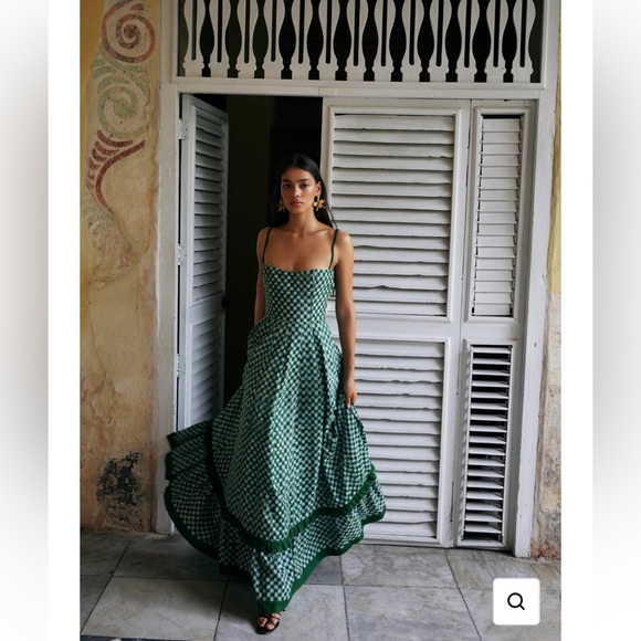 De Castro Checkmate Dress in Green - Picture 2 of 5